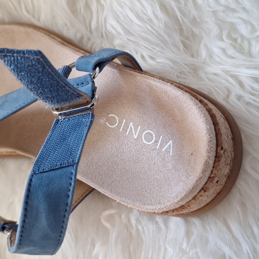 Vionic Kirra ll  Blue Suede Thong Sandals with Comfort and Style - Picture 3 of 8